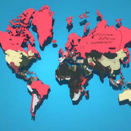 מפה עולמית המציגה מדינות שונות עם ממשלות ימין