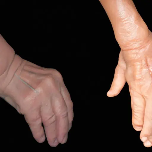 3. תמונת השוואה של יד מזדקנת רגילה ויד עם רעד פרקינסון