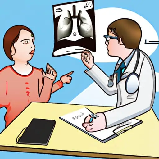 תמונה של רופא המסביר דוח בדיקת ריאות למטופל
